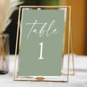 Numeração De Mesa Casamento Verde de Sage Moderno Minimalista