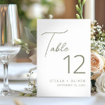 Numeração De Mesa Casamento Verde do Moderno Elegante Sage<br><div class="desc">Número de tabela moderno e elegante com verde sábio com script de caligrafia e número de tabela de tipografia moderna. Excelente para casamentos ou suas próximas ocasiões especiais.</div>