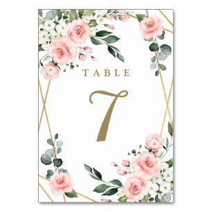 Numeração De Mesa Casamento Verde Dourado e Branco-Cor-de-Rosa-Rosa
