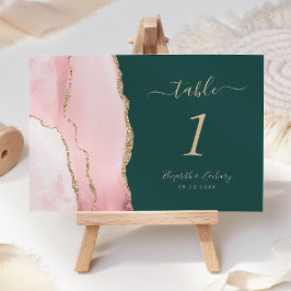 Numeração De Mesa Casamento Verde Emerald, Dourado Rosa Esbranquiçad