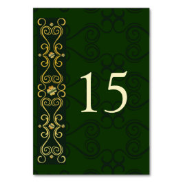 Numeração De Mesa Casamento Verde-Escuro-Dourado-Elegante irlandês D