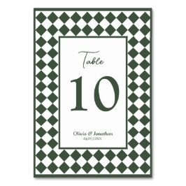 Numeração De Mesa Casamento Verde Escuro Xadrez Simples Moderno