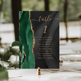 Numeração De Mesa Casamento Verde Esmeralda Ágata Dourada Escura