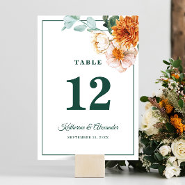 Numeração De Mesa Casamento Verde Esmeralda Floral Elegante Watercol