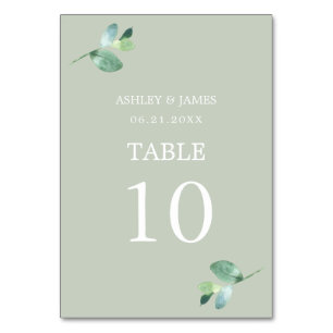 Numeração De Mesa Casamento Verde Eucalyptus Foliage - Script Chic