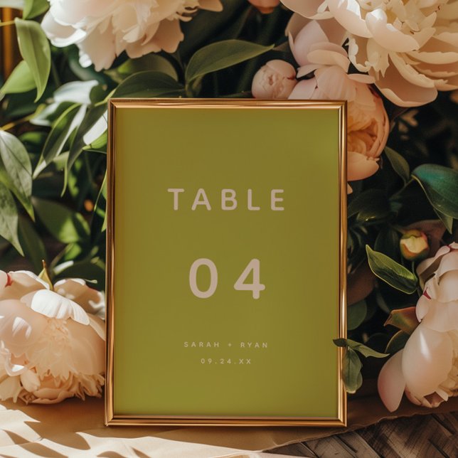 Numeração De Mesa Casamento Verde Lima Minimalista Moderno (Criador carregado)