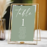 Numeração De Mesa Casamento Verde Mínimo e Minimalista do Sage<br><div class="desc">Esta é uma Mínima Mínima Mínima Menção Elegante Número da Mesa de Casamento Verde com Nomes!</div>