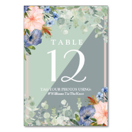 Numeração De Mesa Casamento Verde Pessegueira Azul Dusty
