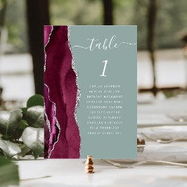 Numeração De Mesa Casamento Verde Sage Ágata Prata Borgonha