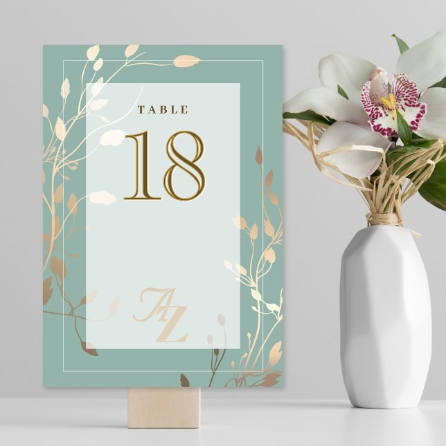 Numeração De Mesa Casamento Verde Sage e Dourado (Criador carregado)