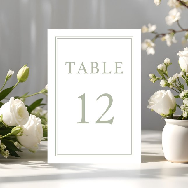 Numeração De Mesa Casamento Verde Sage Elegante Moderno (Modern Elegant Sage Green Wedding Table Number)