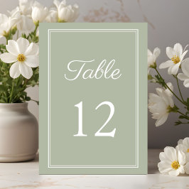 Numeração De Mesa Casamento Verde Sage Moderno e Elegante