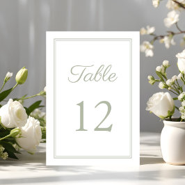 Numeração De Mesa Casamento Verde Sage Moderno e Elegante
