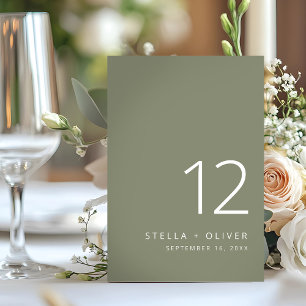 Numeração De Mesa Casamento Verde Sage Moderno Elegante