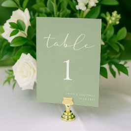 Numeração De Mesa Casamento Verde Sage Simples Elegante
