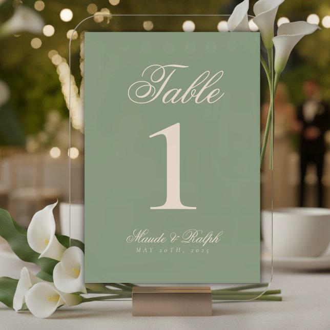 Numeração De Mesa Casamento Verde Verde de Money Moderno Simples (Guide guests to their seats with sophistication using these Simple Modern Old Money Table Numbers!)