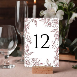 Numeração De Mesa Casamento Vermelho De Fenda De Desenho De Linha Fl