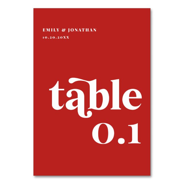 Numeração De Mesa Casamento Vermelho do Dia dos Namorados  (Frente)