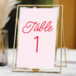 Numeração De Mesa Casamento Vermelho e Rosa Mínimo Moderno<br><div class="desc">Este é um moderno Mínimo Mínimo Número da Mesa de Casamento Vermelho e Rosa!</div>