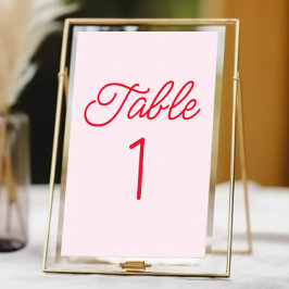 Numeração De Mesa Casamento Vermelho e Rosa Mínimo Moderno