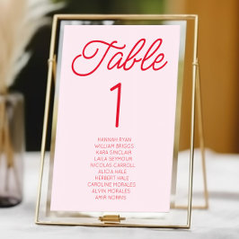 Numeração De Mesa Casamento Vermelho e Rosa Mínimo Moderno