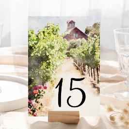 Numeração De Mesa Casamento Vineyard e Red Barn Watercolor