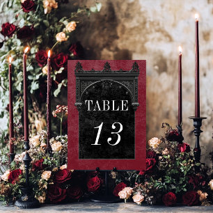 Numeração De Mesa Casamento Vinho Preto Gótico Corvo & Arco Preto