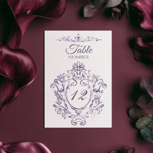 Numeração De Mesa Casamento Vintage Barroco Vitoriano Ameixa