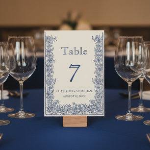 Numeração De Mesa Casamento vintage de borda floral azul