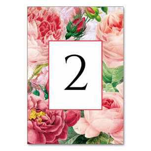 Numeração De Mesa Casamento Vintage Floral & Botânico de Rosas Rosa
