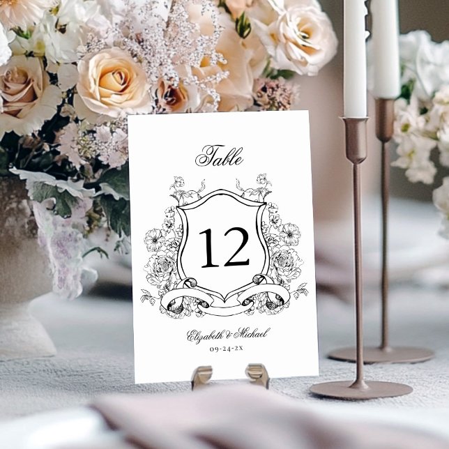 Numeração De Mesa Casamento Vitoriano Elegante Floral Crest (Criador carregado)