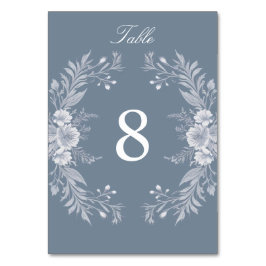 Numeração De Mesa Casamento vitoriano em azul com flores brancas