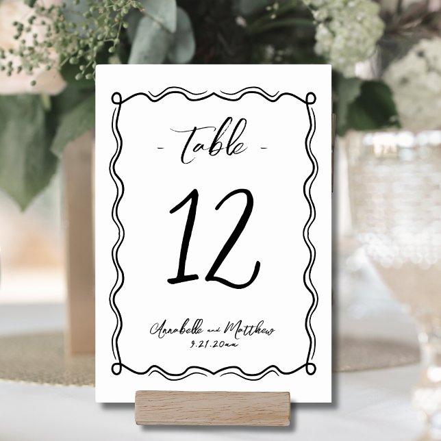 Numeração De Mesa Casamento Whimsical De Mão Desenhada Quirky (Hand Drawn Quirky Whimsical Wedding Table Number)