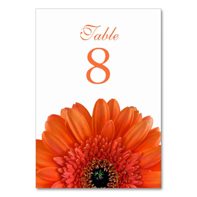 Numeração De Mesa Casamento White Orange Gerbera Daisy (Verso)