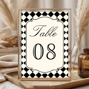 Numeração De Mesa Casamento Xadrez Preto Marfim Dinheiro Antigo Vint