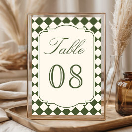 Numeração De Mesa Casamento Xadrez Verde Oliva Marfim Dinheiro Antig