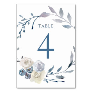 Numeração De Mesa cascalho azul floral nº 4