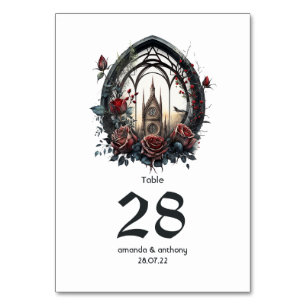 Numeração De Mesa Castelo de Fantasia Sombria Janela Gótica Casament