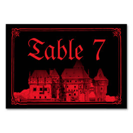 Numeração De Mesa Castelo Gótico de Vampiros Casamento Preto Vermelh