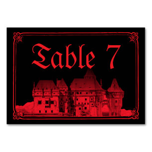 Numeração De Mesa Castelo Gótico de Vampiros Casamento Preto Vermelh