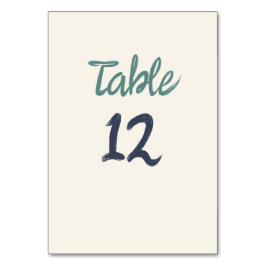 Numeração De Mesa Casual Retro Quirky Manuscrito Verde Casamento Azu
