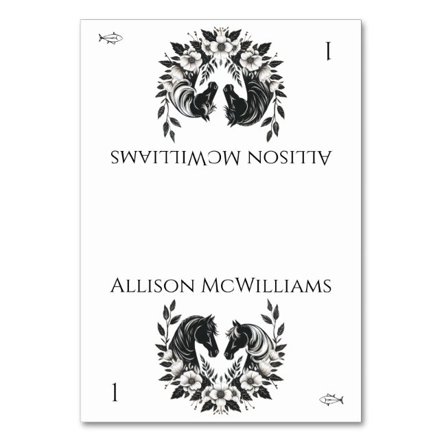 Numeração De Mesa Cavalos de Casamento e Flores-Peixes (Frente)