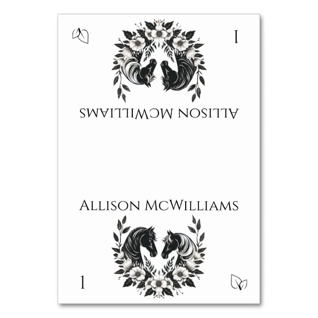 Numeração De Mesa Cavalos de Casamento e Flores-Vegetarianos (Frente)