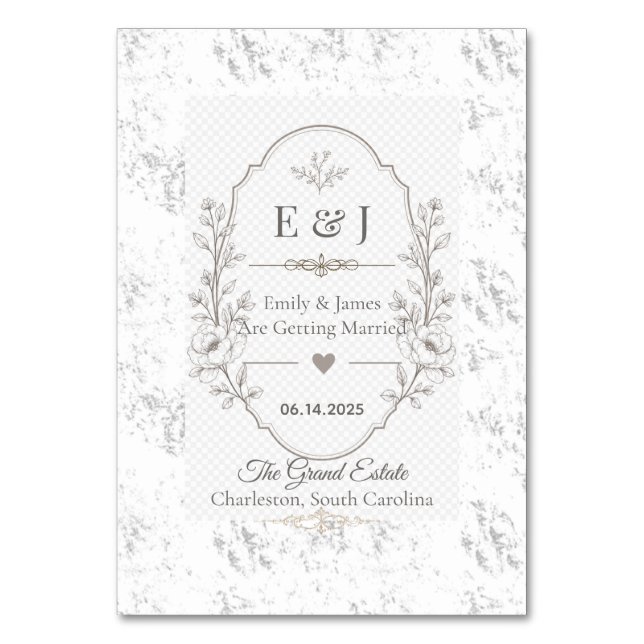 Numeração De Mesa Celebração de Casamento Romântico de Luxo Design (Frente)