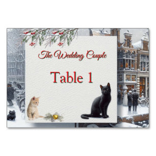 Numeração De Mesa Celebrações de inverno na neve, com Kittens