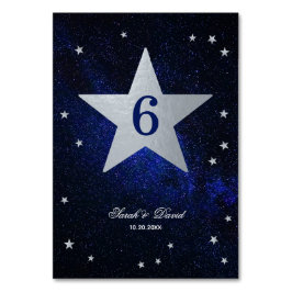 Numeração De Mesa Celestial Casamento Faux Silver Foil Star Blue Sky