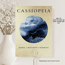 Numeração De Mesa Celestial, Cassiopeia (Ou Outra) Dourado e Azul