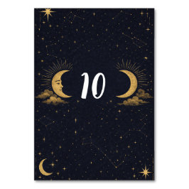 Numeração De Mesa Celestial Starry Night Gold Moon Table Number