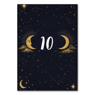 Numeração De Mesa Celestial Starry Night Gold Moon Table Number
