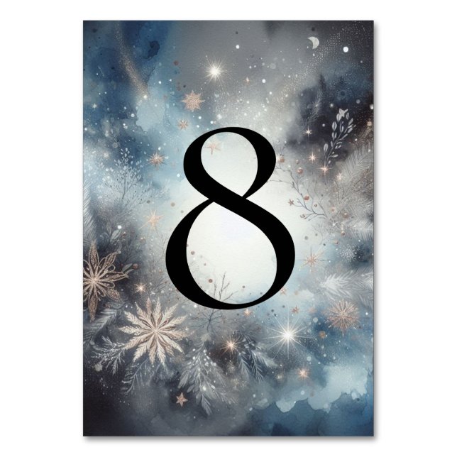 Numeração De Mesa Celestial Winter Midnight Sparkle Weds (Frente)